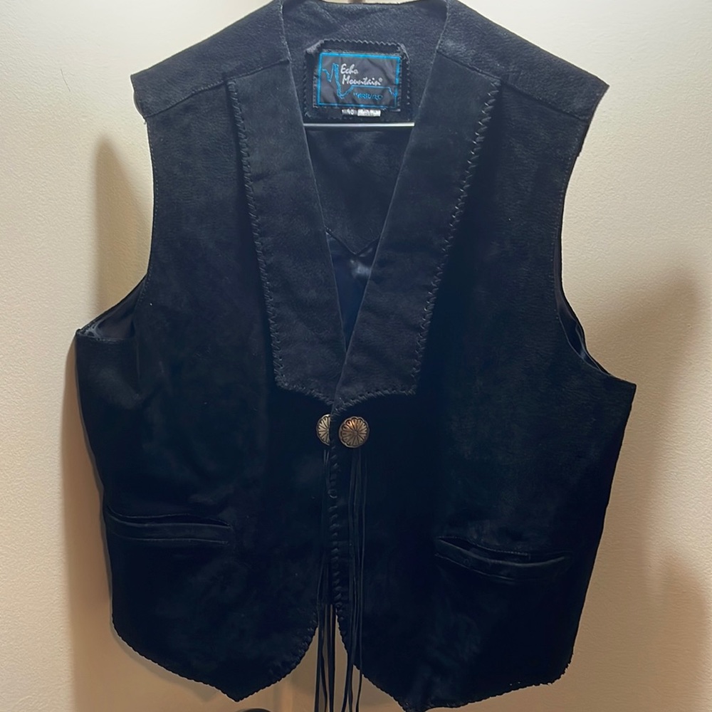 VINTAGE ECHO MOUNTAIN BY ARTURO western black suede leather vest size 48